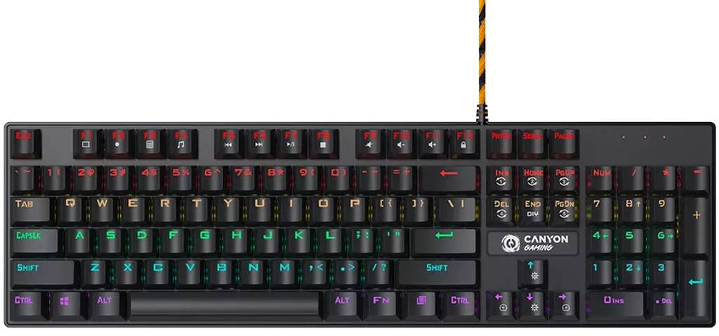Клавиатура проводная игровая Canyon Deimos GK-4 Rainbow LED ENG/UKR Black (CND-SKB4-US) - Фото 1