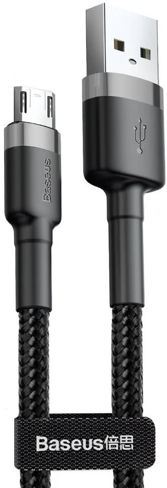 Кабель синхронизации данных Baseus Cafule USB Micro 1.5A 2m Black/Grey (CAMKLF-CG1) - Фото 1