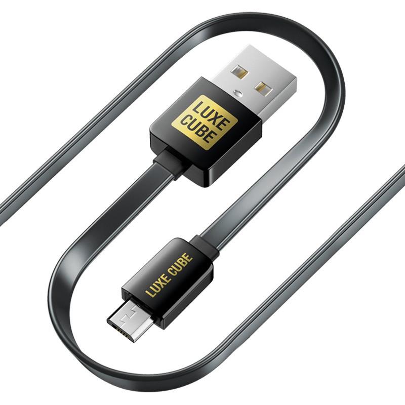 Кабель синхронизации данных Luxe Cube Flat USB-microUSB, 1м, чорний (2231252966013) - Фото 1