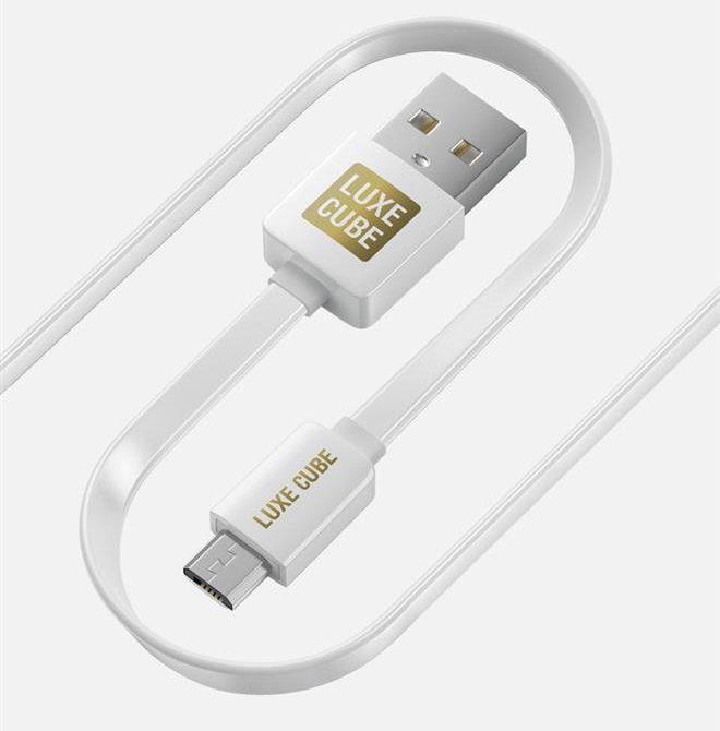 Кабель синхронизации данных Luxe Cube Flat USB-microUSB, 1м, білий (2231252967010) - Фото 1