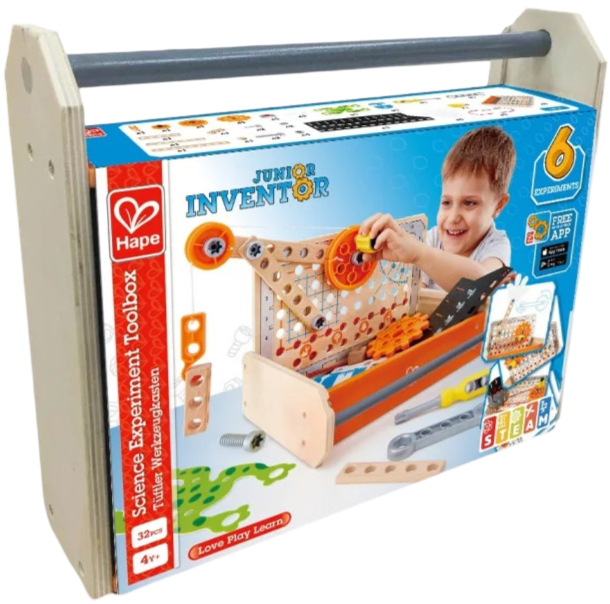 Дерев'яний конструктор Hape Junior Inventor Інструменти для експериментів 32 ел. (E3029) - Фото 1
