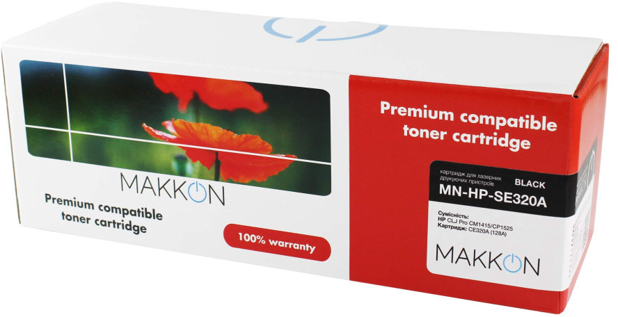Картридж для лазерных принтеров/МФУ Makkon совместимый аналог HP CE320A (128A) black (MN-HP-SE320A) - Фото 1