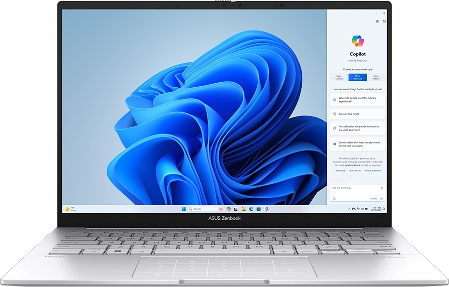 Ноутбук Asus Zenbook 14 UX3405CA-QL074W Foggy Silver - Фото 1