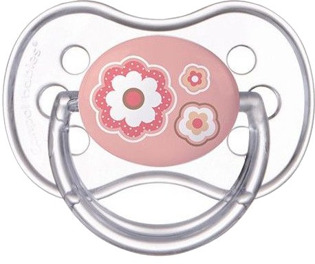 Симметричная пустышка Canpol babies Newborn baby Силиконовая, розовые цветы, 1 шт. (22/581_pin) - Фото 1