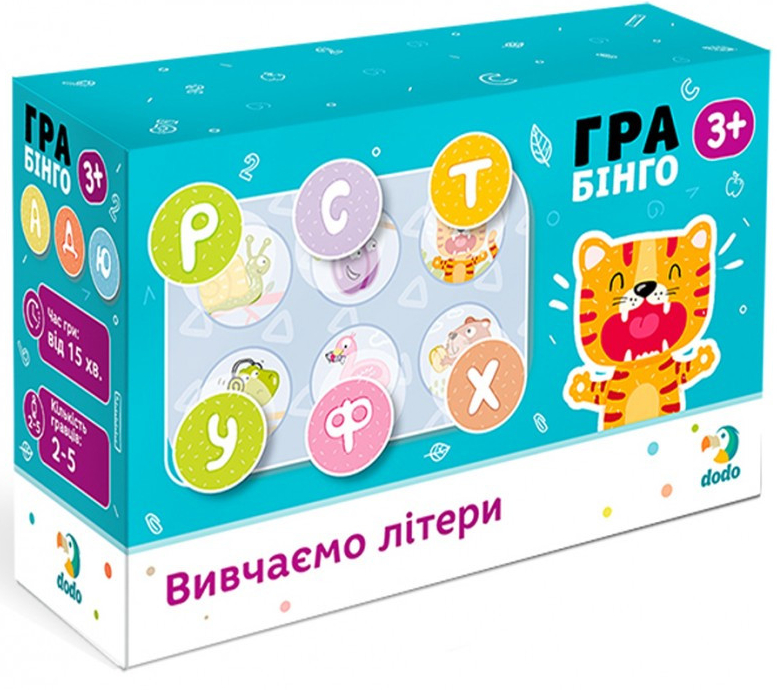 Настольная игра классическая (3-4 года) Dodo Бінго Вивчаємо літери (300197) - Фото 1