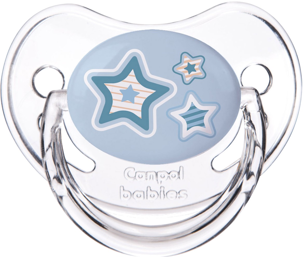Анатомическая пустышка Canpol babies Newborn baby силиконовая, синие звезды, 1 шт. (22/566_blu) - Фото 1