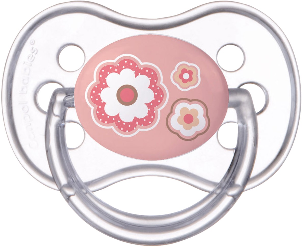Симметричная пустышка Canpol babies Newborn baby Силиконовая 0-6 мес., розовые цветы, 1 шт. (22/580_pin) - Фото 1
