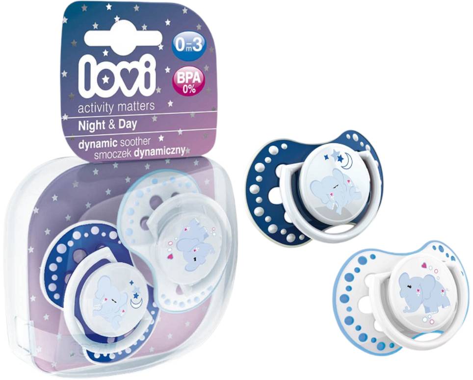 Динамическая пустышка Lovi 0-3 м-цев 2 шт. LOVI Night i Day (22/809boy) - Фото 1