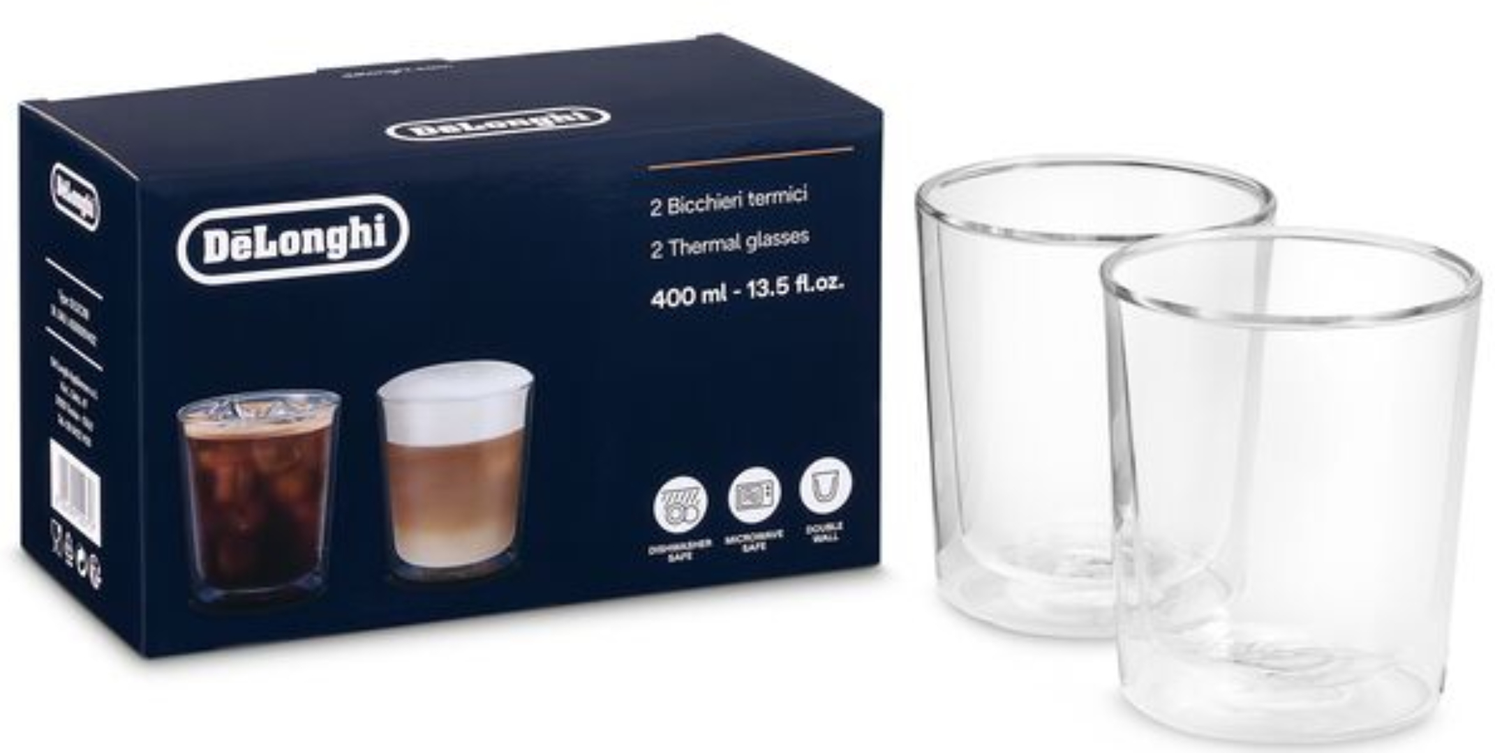 Набор стаканов с двойными стенками Delonghi DLSC318 2 шт. 400 мл - Фото 1