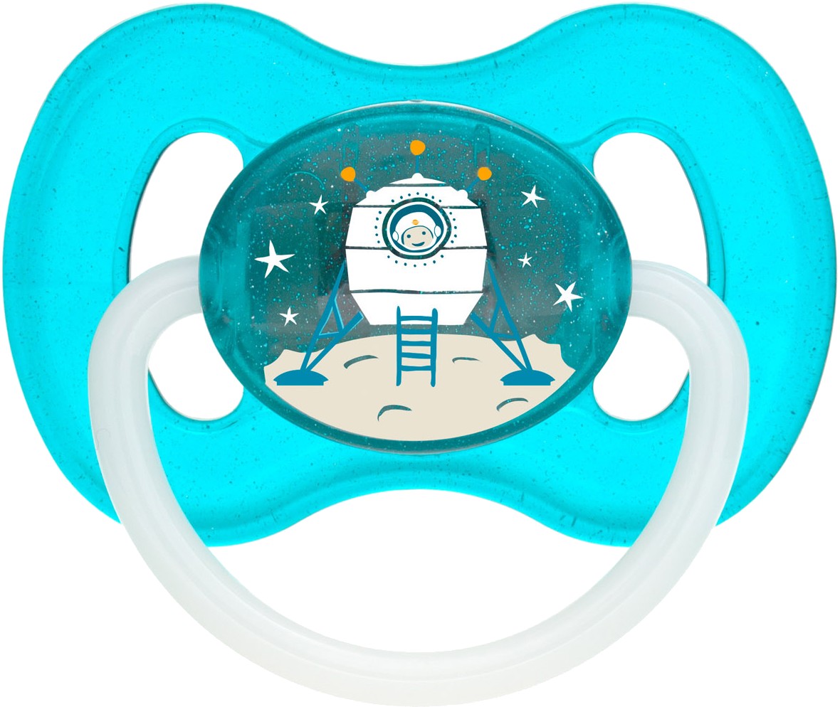 Круглая пустышка Canpol babies space латексная 0-6 мес. синяя, 1 шт. (23/221_blu) - Фото 1