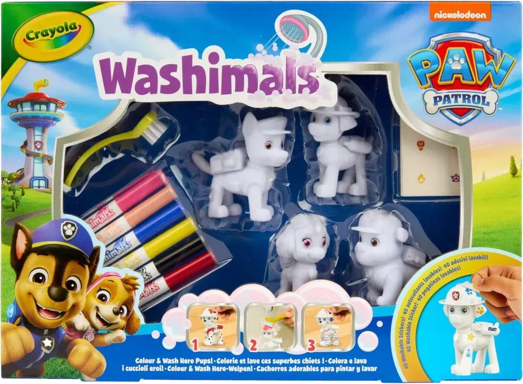 Набор для декупажа и росписи Crayola Washimals Paw Patrol 4 животных и 6 фломастеров (74-0290) - Фото 1