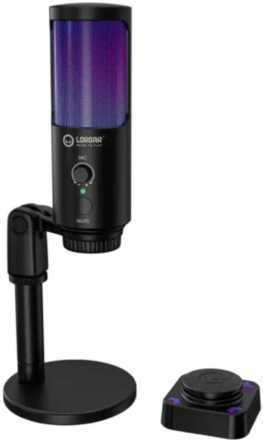 Мікрофон для комп'ютера бездротовий Lorgar Voicer SMP40 RGB з бездротовою кнопкою Black (LRG-SMP40-BK)