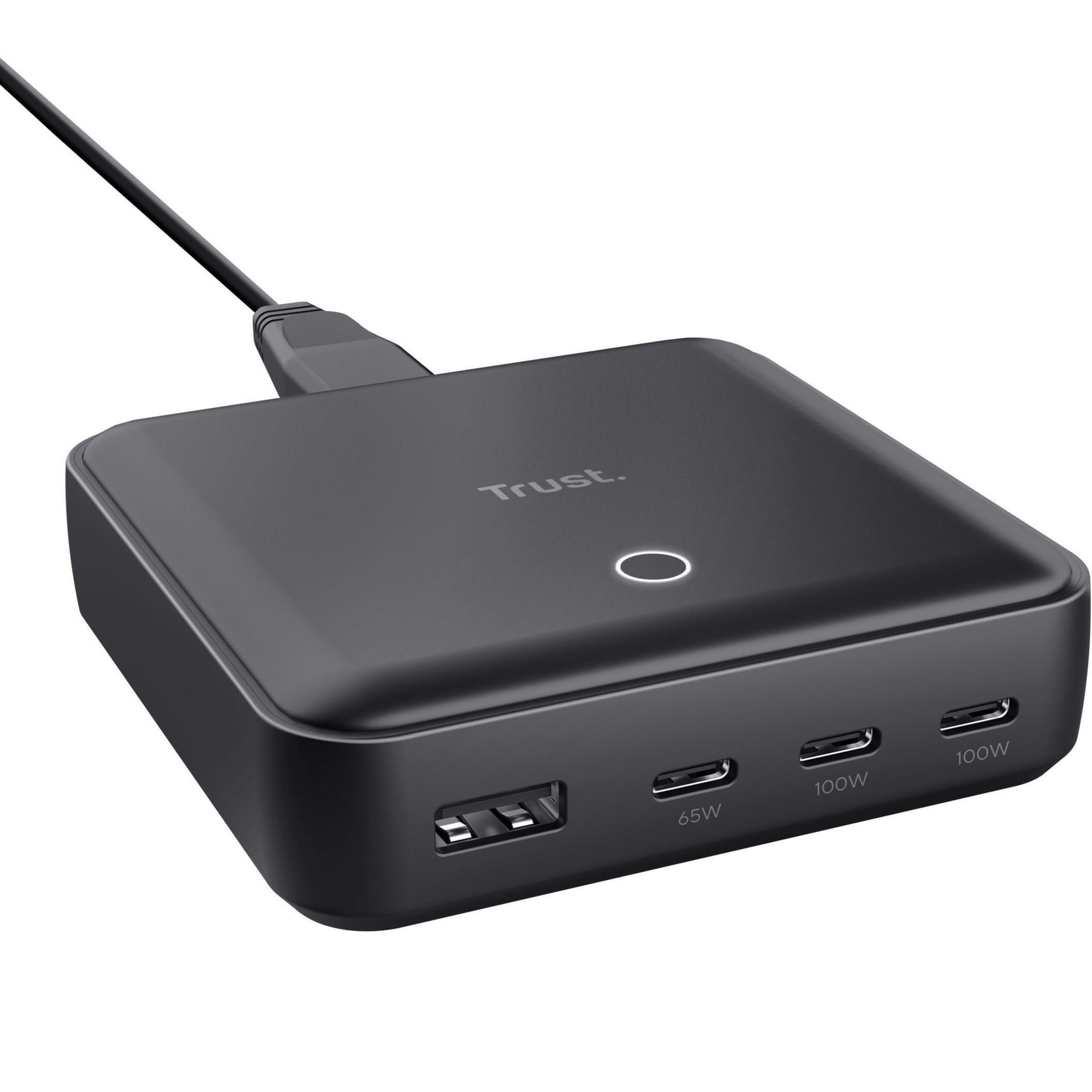 Мережевий зарядний пристрій Trust Maxo 100Вт, 3xUSB-C/USB-A ,PD Black (25242) - Фото 1