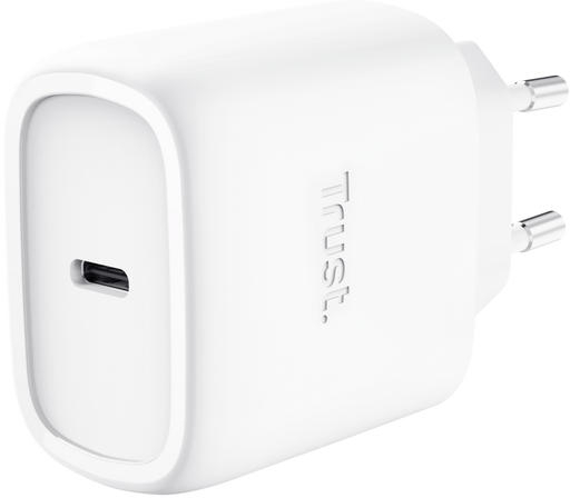 Сетевое зарядное устройство Trust Maxo 45Вт GaN USB-C PD/PPS White (25522) - Фото 1