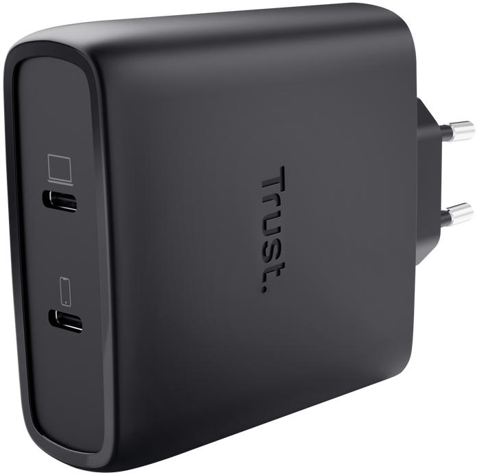 Сетевое зарядное устройство Trust Maxo 100Вт GaN 2xUSB-C PD/PPS Black (25527) - Фото 1