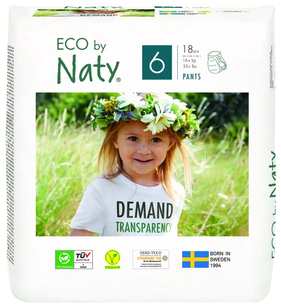 Одноразовые подгузники-трусики Eco By Naty Органические Размер 6 (16+ кг) 18 шт. (244114) - Фото 1