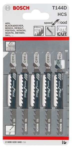 Полотно Bosch T 144 D, HCS (2.608.630.040) - Фото 1