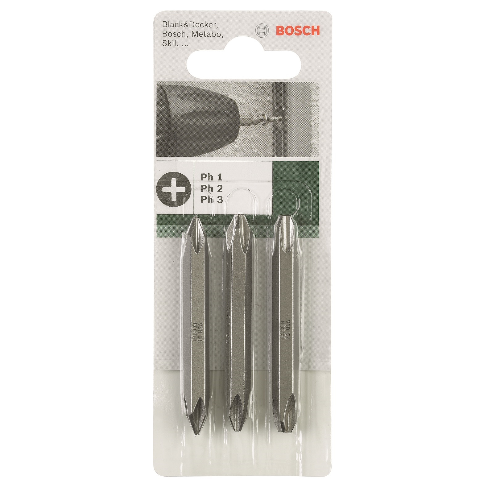 Біта для викрутки Bosch PH/PH 1/2/3 60 мм 3 шт. (2.609.255.961) - Фото 1