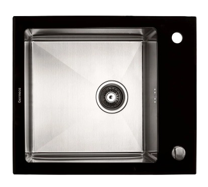 Мойка кухонная Platinum Handmade BLACK GLASS 600x510x200 - Фото 1
