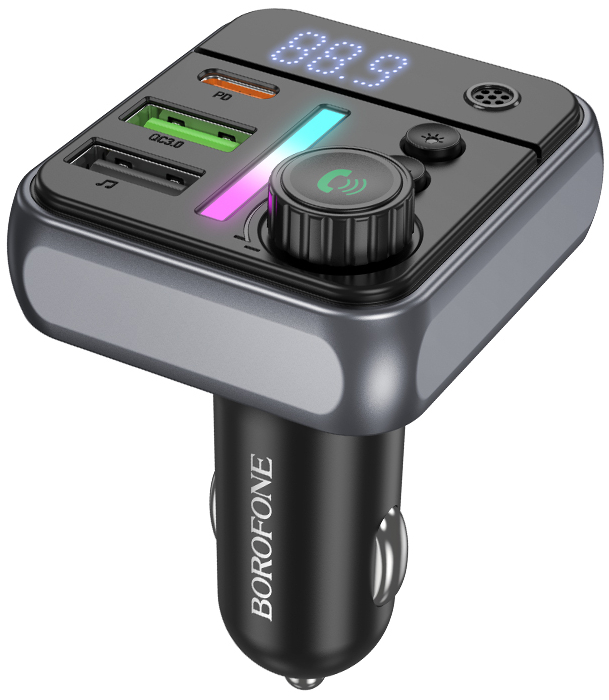 FM модулятор BOROFONE BC50 Ascenso PD20W+QC3.0 car BT FM transmitter Black (6941991115257) - Фото 1