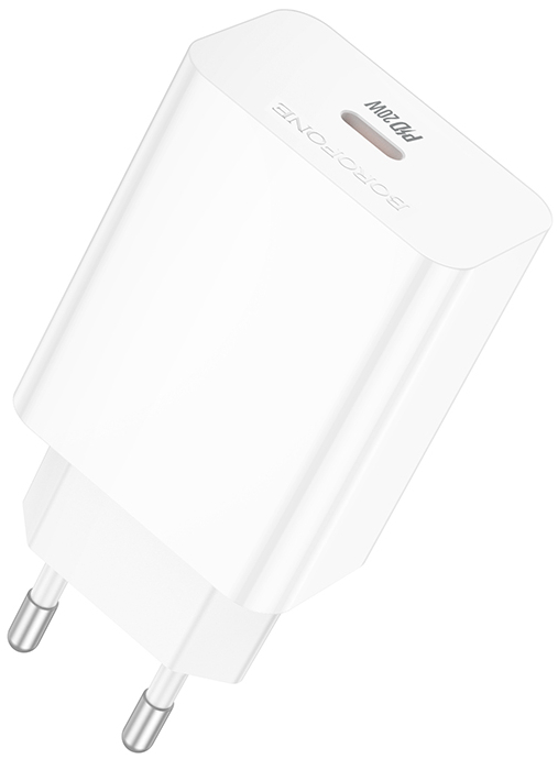Сетевое зарядное устройство BOROFONE BA21A Pro Long journey single port PD20W charger White (6941991111402) - Фото 1