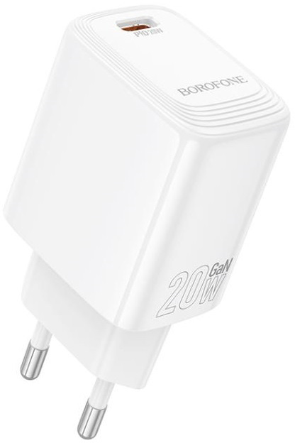 Сетевое зарядное устройство BOROFONE BN26 Fuente single-port PD20W charger (EU) White (6941991120237) - Фото 1