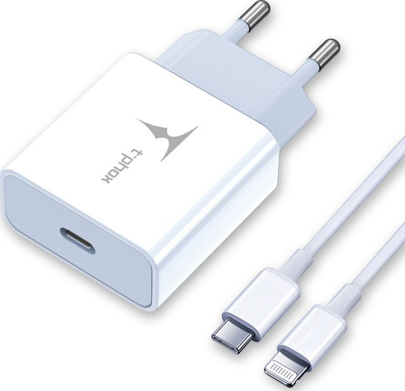 Сетевое зарядное устройство T-phox PD 18W Charger+C-Lightning 18W Cable 1 m White - Фото 1