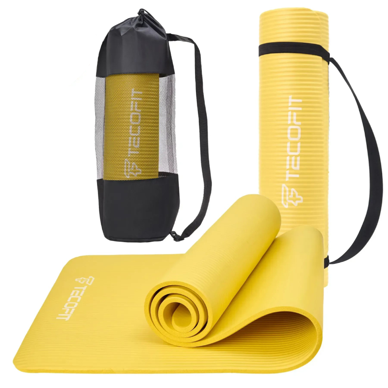 Коврик для йоги и фитнеса TECOFIT 183х61х1 см NBR Yellow (TOP20106462/4) - Фото 1
