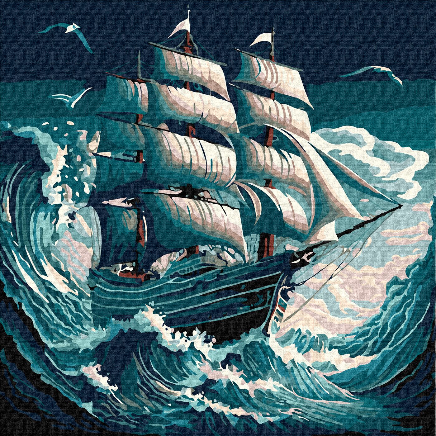 Картина за номерами Ideyka "Шторм на морі" 40x40см (KHO2775) - Фото 1