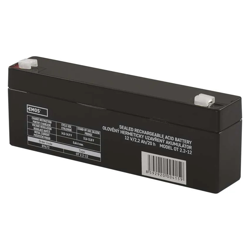 Аккумулятор для ИБП EMOS B9672, AGM, 12V, 2,2Ah, fast 4,7mm - Фото 1