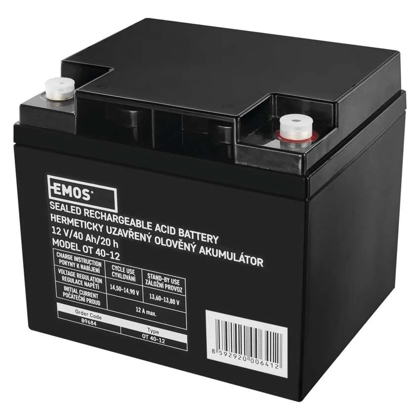 Аккумулятор для ИБП EMOS B9684, 12V, 40Ah, AGM, M6 - Фото 1