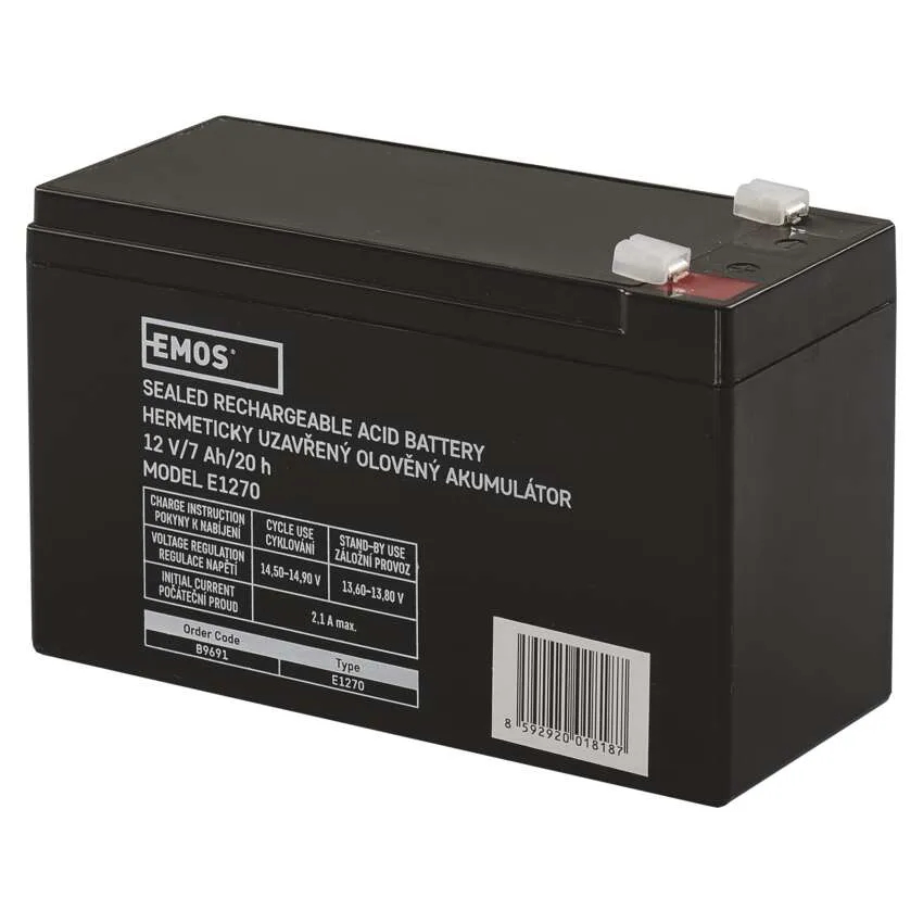 Аккумулятор для ИБП EMOS B9691, AGM, 12V, 7Ah, fast 4,7mm - Фото 1