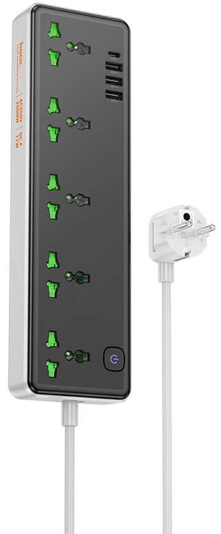 Мережевий фільтр HOCO AC13A Talento 5-position socket 1C3A Black (6942007607131) - Фото 1