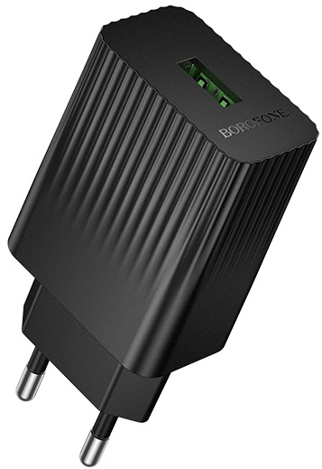 Мережевий зарядний пристрій BOROFONE BAS72A Source single port QC3.0 charger Black (6941991122637) - Фото 1