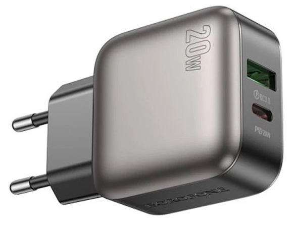 Сетевое зарядное устройство BOROFONE BAS54A Absolute PD20W+QC3.0 charger (EU) Black (6941991116209) - Фото 1