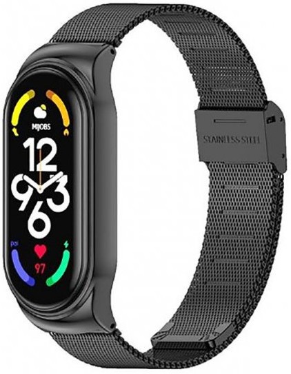 Ремешок для фитнес-браслета BeCover Metal for Xiaomi Mi Smart Band 7 Black (707493) - Фото 1