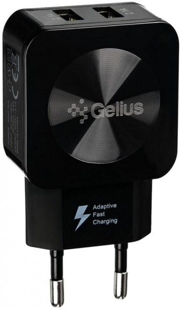 Сетевое зарядное устройство Gelius Ultra Prime GU-HC02 2USB 2.1A Black+Cable Lightning (91047) - Фото 1