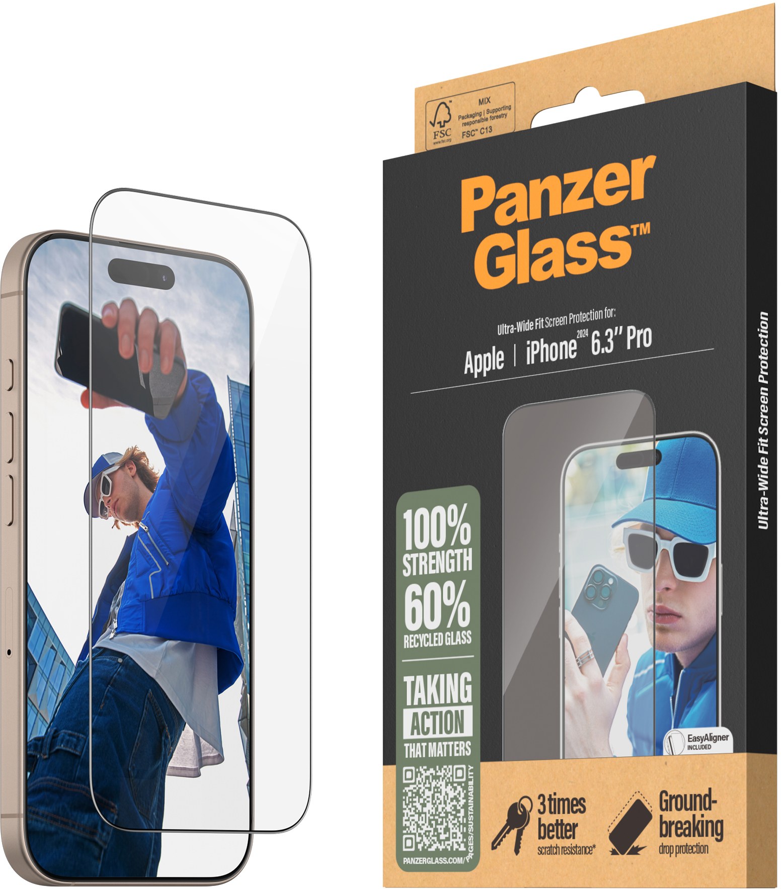 Защитное стекло для смартфона PanzerGlass Screen Protector iPhone 16 Pro Ultra-Wide Fit (PG_2862) - Фото 1