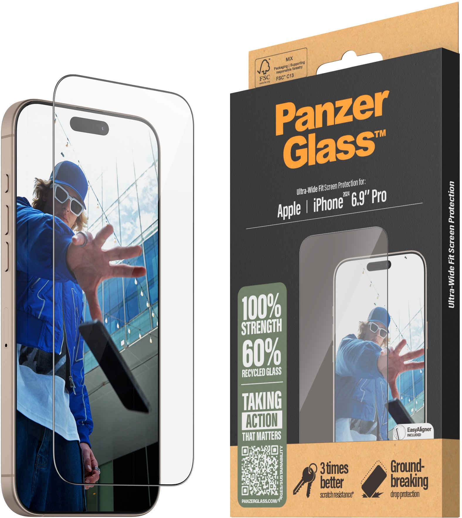 Защитное стекло для смартфона PanzerGlass Screen Protector iPhone 16 Pro Max Ultra-Wide Fit (PG_2864) - Фото 1