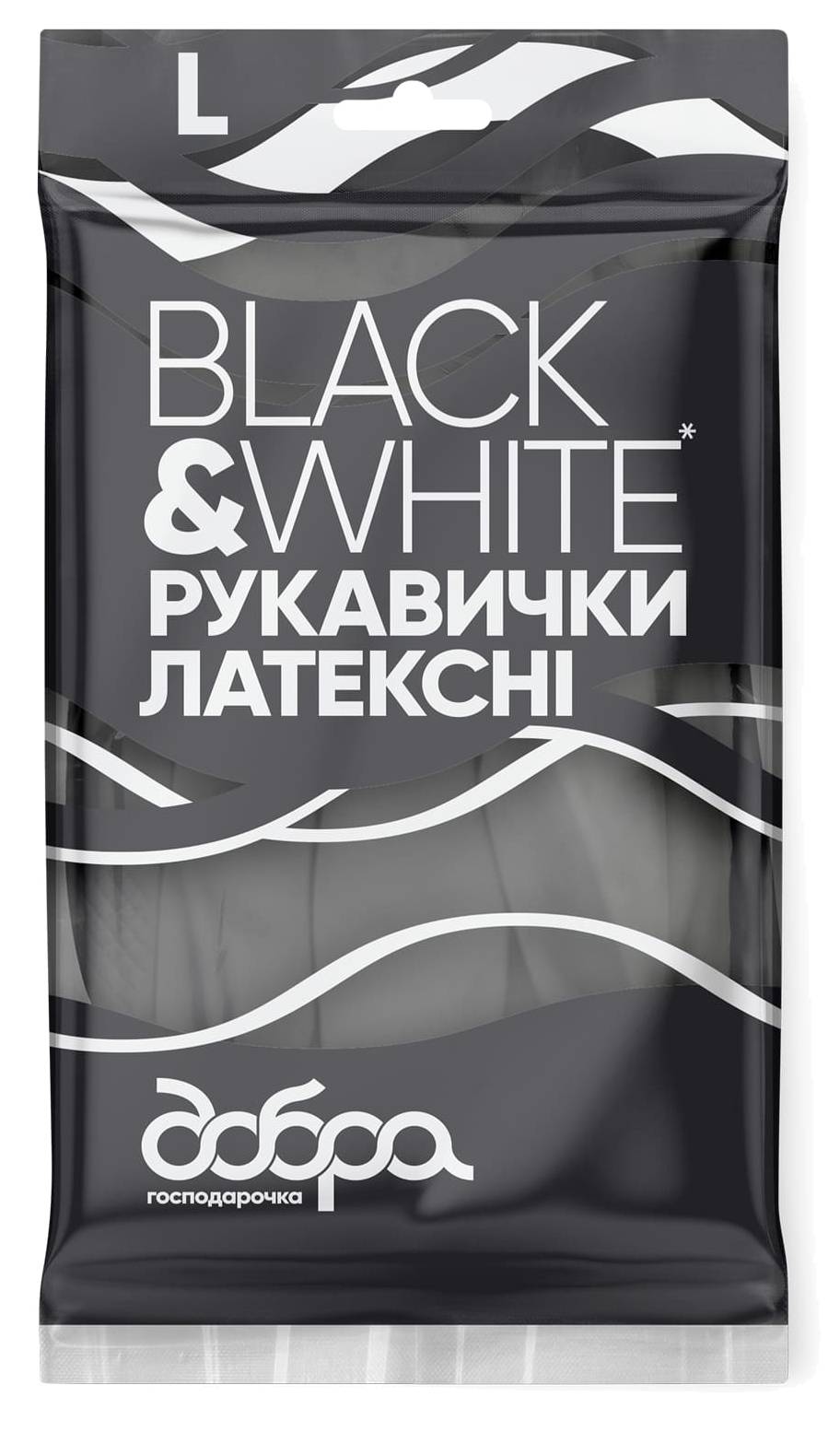 Перчатки латексные Добра господарочка Black&White размер L (4820086523813) - Фото 1