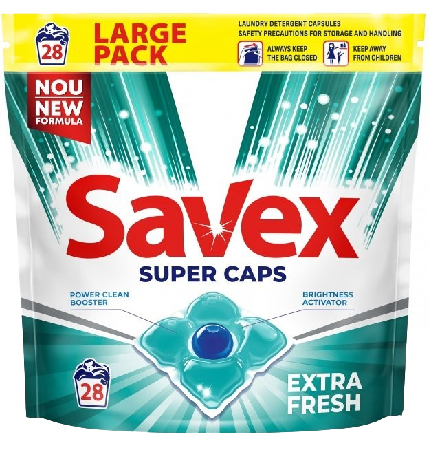 Капсули для прання SAVEX Super Caps EXTRA FRESH 28 шт. (3800024046896) - Фото 1