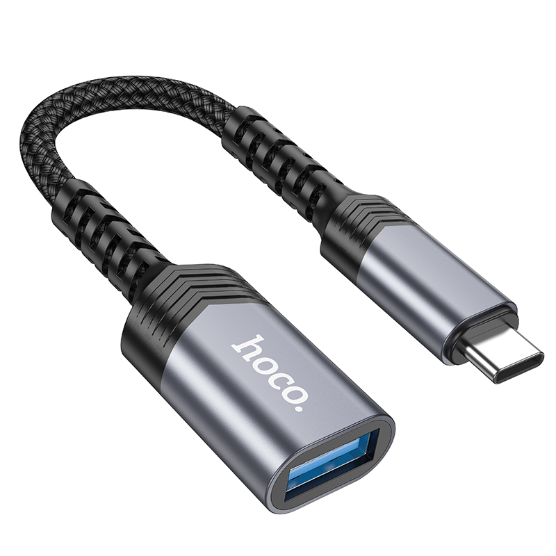 Перехідник HOCO UA24 Type-C male to USB female 3.0 Metal Gray (6942007608848) - Фото 1