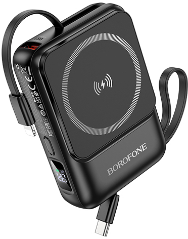 Батарея мобільна BOROFONE BJ59 Refined 22.5W+PD20W fully compatible power bank with magnetic cable 10000mAh Black (6941991112744) - Фото 1