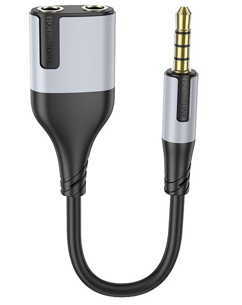 Перехідник аудіо BOROFONE BL19 Creator 2-in-1 3.5mm Black (6941991108341) - Фото 1