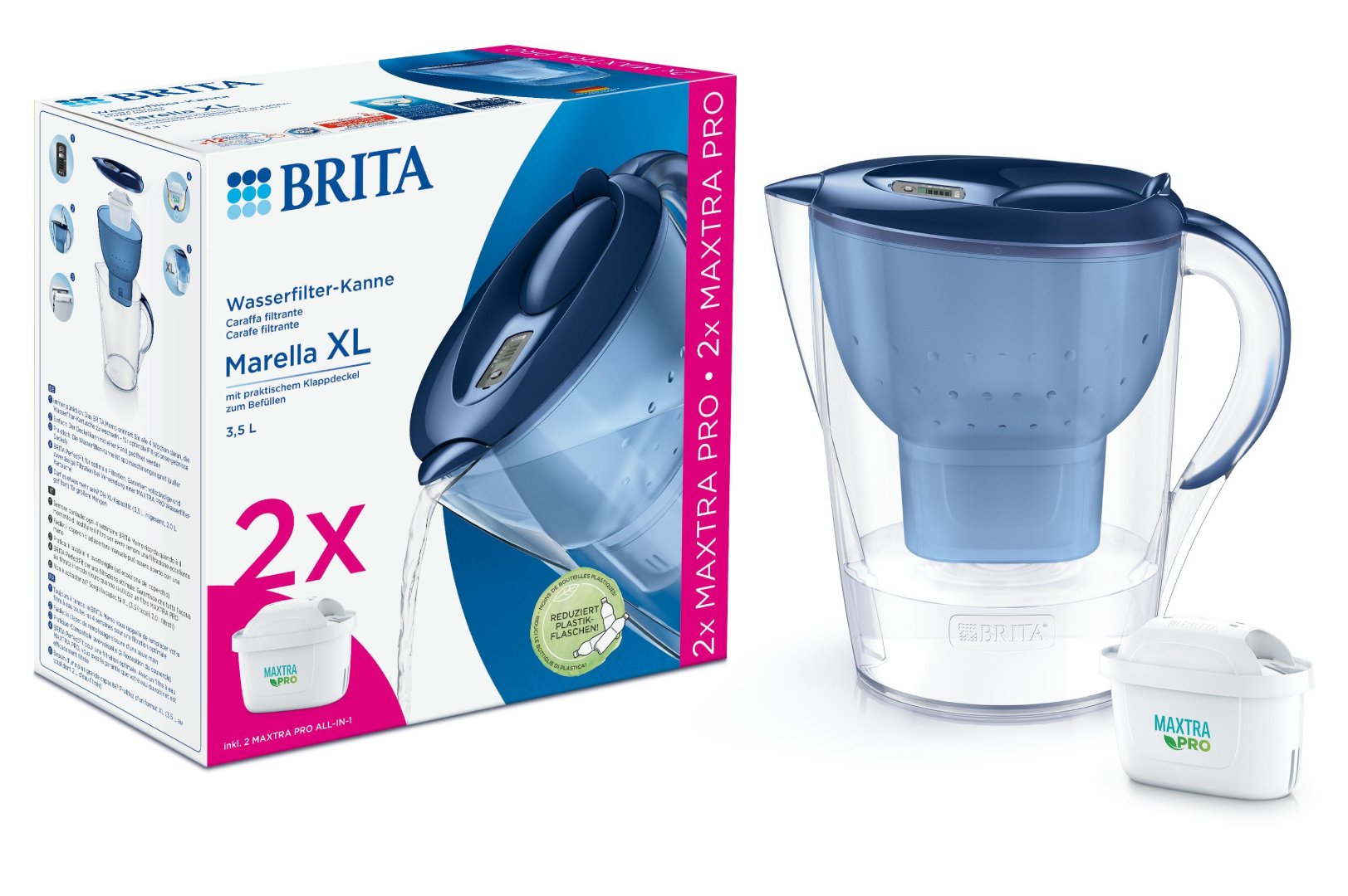 Фильтр-кувшин Brita Marella XL MXpro Blue + 2 картриджа - Фото 1