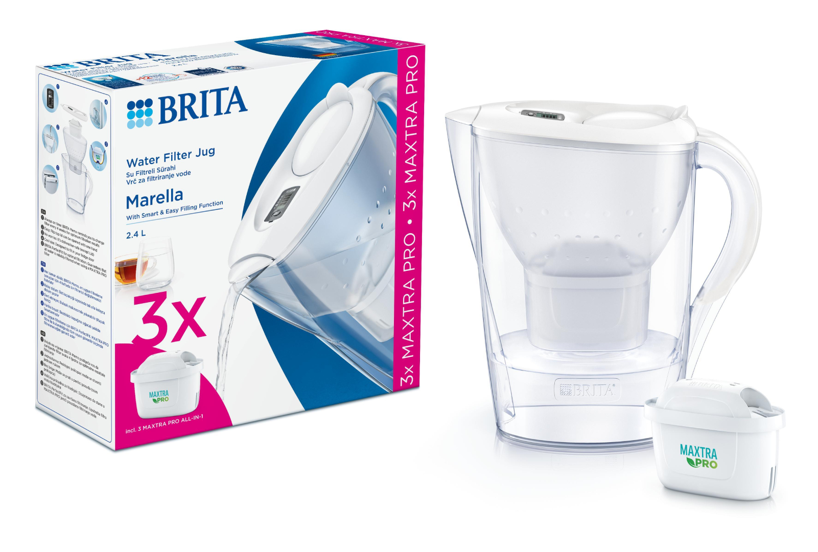Фильтр-кувшин Brita Marella MXpro White + 3 картриджа - Фото 1