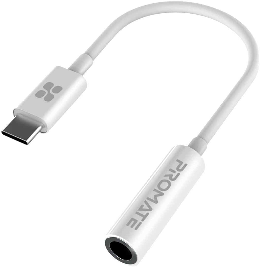 Кабель синхронизации данных Promate USB Type-C/AUX 3.5mm-3.5mm (Auxlink-c.White) - Фото 1