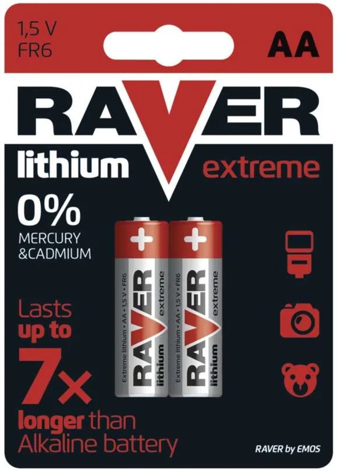 Батарейка тип AA RAVER by EMOS B7821 (АА) FR06 Литий блистер 2 шт. - Фото 1