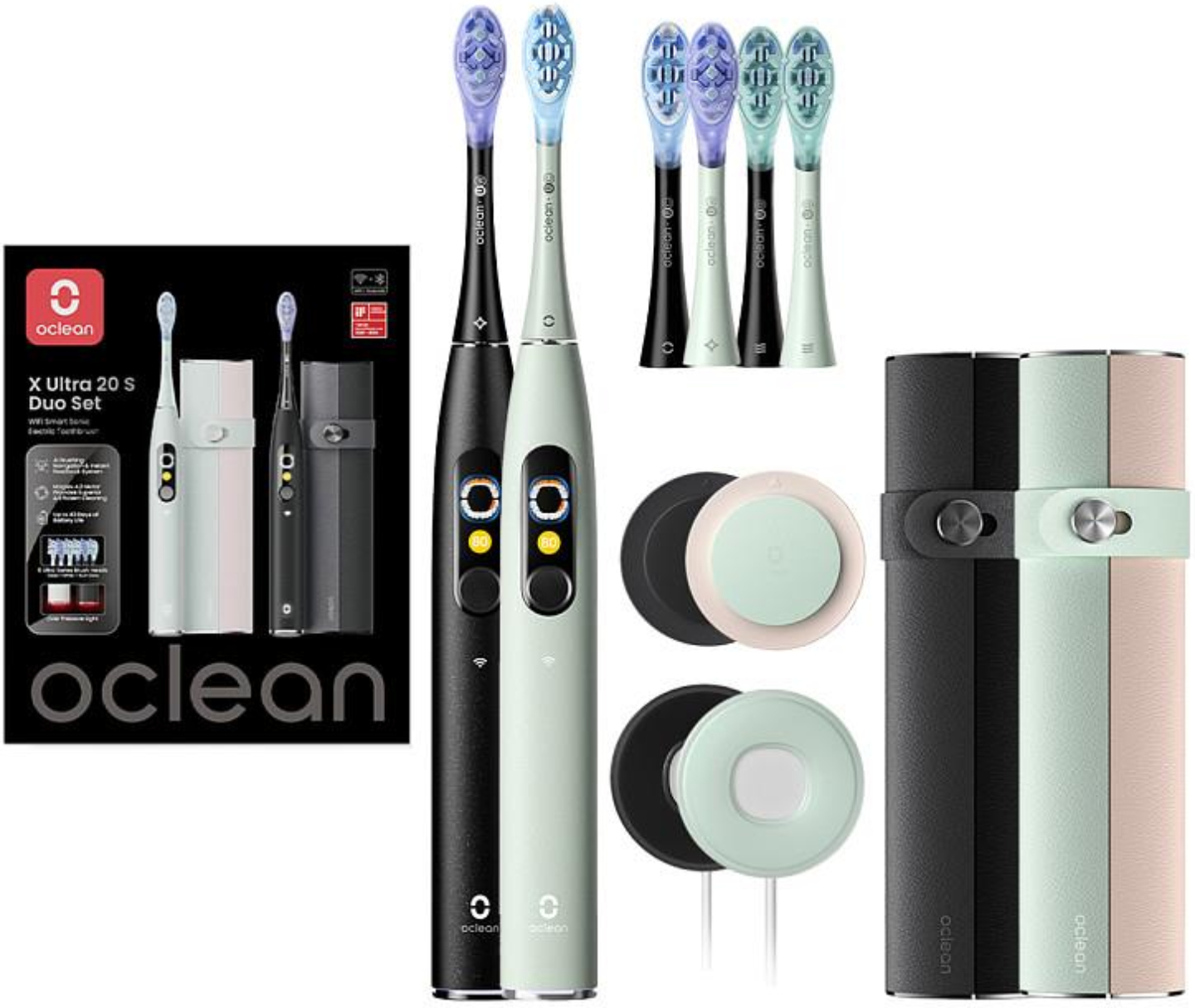 Зубная щетка электрическая Oclean X Ultra 20 S Duo Set Green+Black (6970810557152) - Фото 1