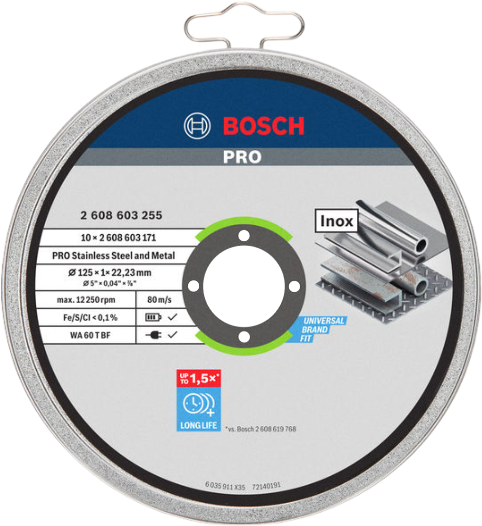 Купити Круг відрізний по металу Bosch Professional Stand 125х1.0х22.2 мм, 10 шт. (2.608.603.255) - Фото 1 Круг відрізний по металу Bosch Professional Stand 125х1.0х22.2 мм, 10 шт. (2.608.603.255) - Фото 1